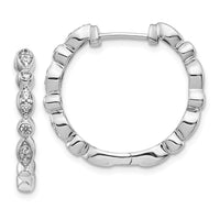 Thumbnail for 14k White Gold Diamond Hinged Hoop Earrings