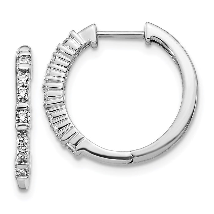 14k White Gold Diamond Hinged Hoop Earrings