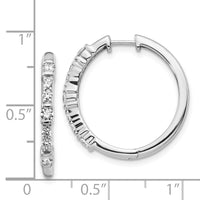 Thumbnail for 14k White Gold Diamond Hinged Hoop Earrings