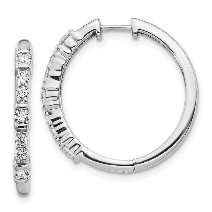 14k White Gold Diamond Hinged Hoop Earrings