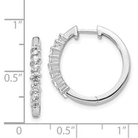 Thumbnail for 14k White Gold Diamond Hinged Hoop Earrings
