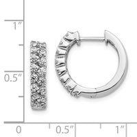 Thumbnail for 14k White Gold 2-row Diamond Hinged Hoop Earrings