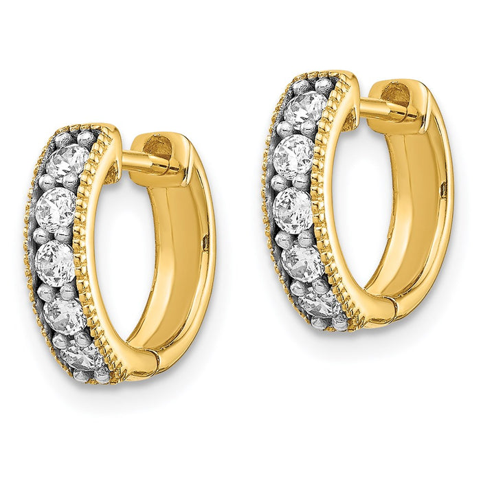 14k Diamond Milgrain Hinged Hoop Earrings