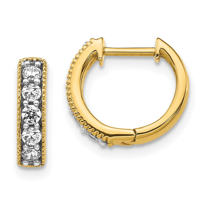 14k Diamond Milgrain Hinged Hoop Earrings