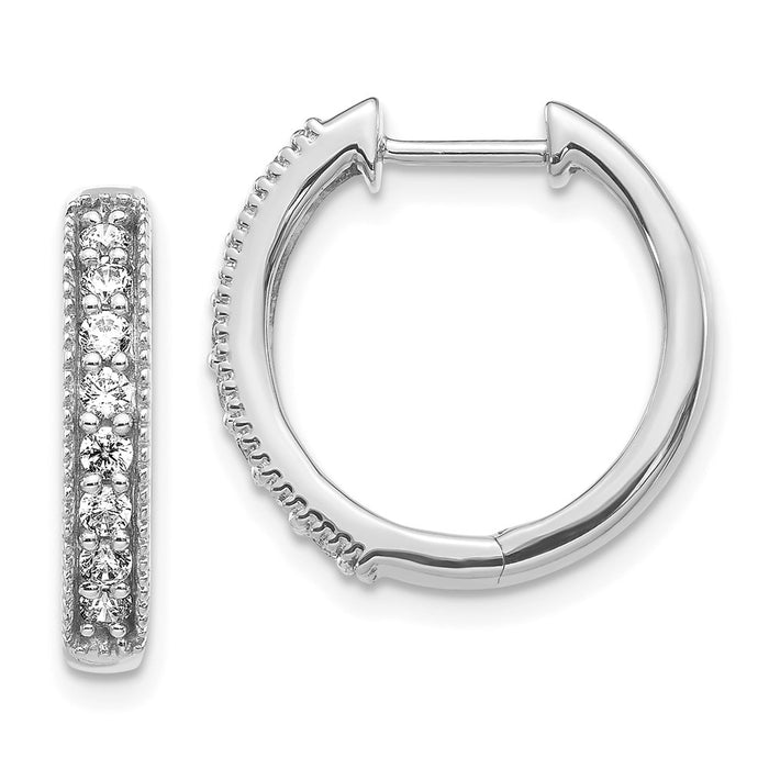 14k Diamond Milgrain Hinged Hoop Earrings