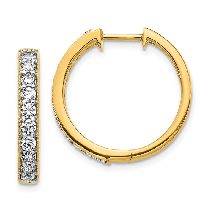 14k Diamond Milgrain Hinged Hoop Earrings