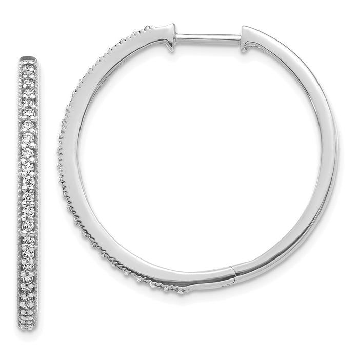 14k Diamond Milgrain Hinged Hoop Earrings