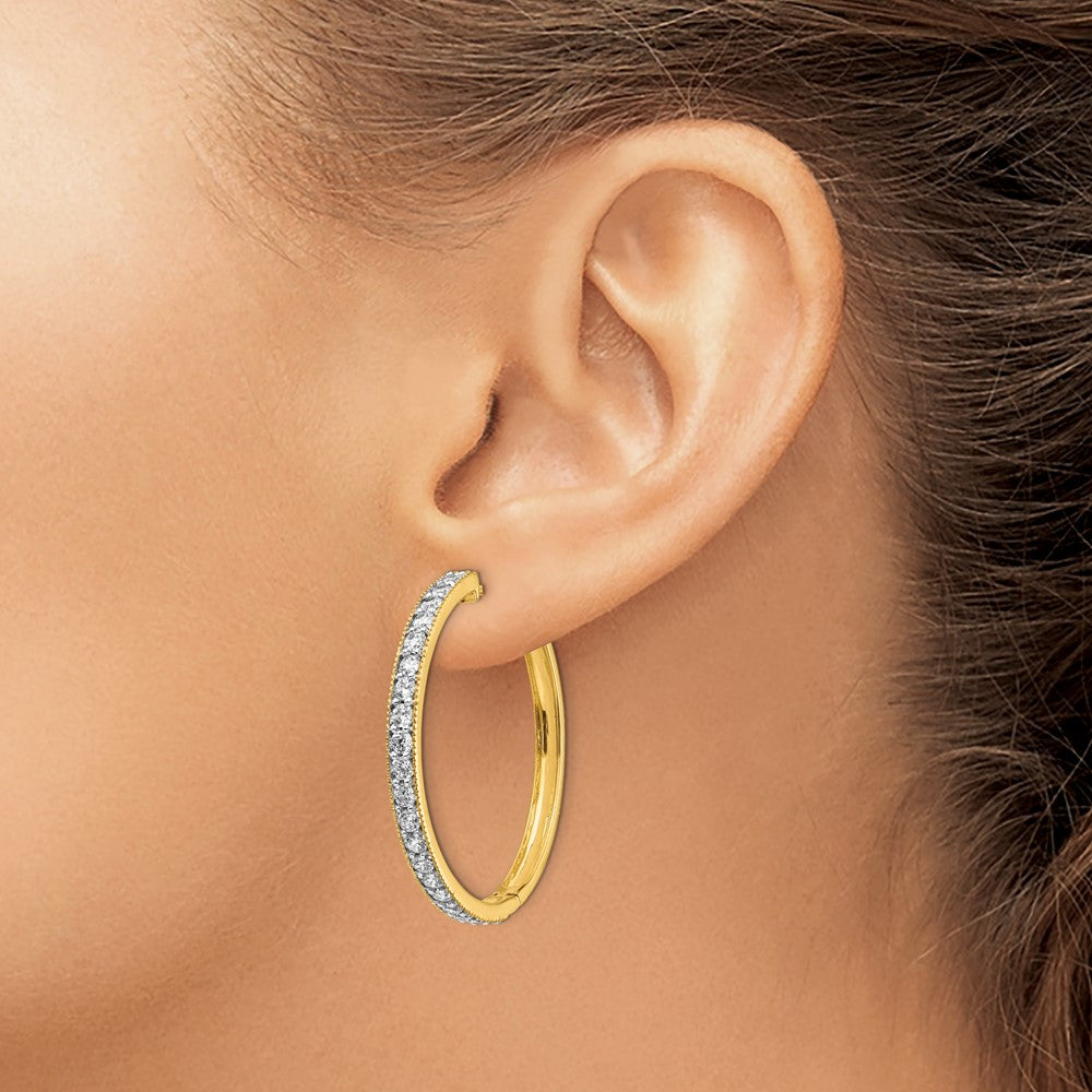 14k Diamond Milgrain Hinged Hoop Earrings