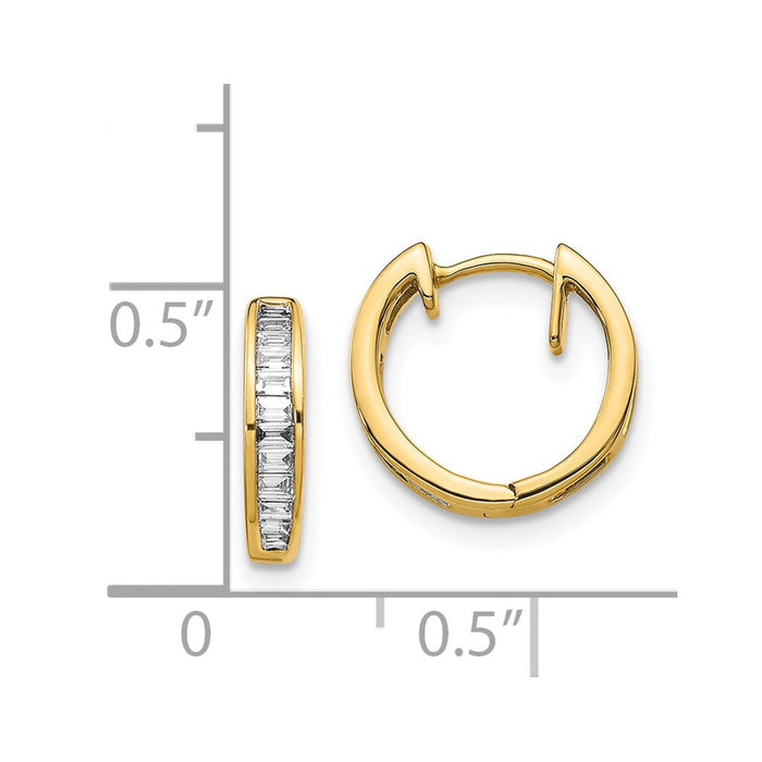 14k Baguette Diamond Hinged Hoop Earrings