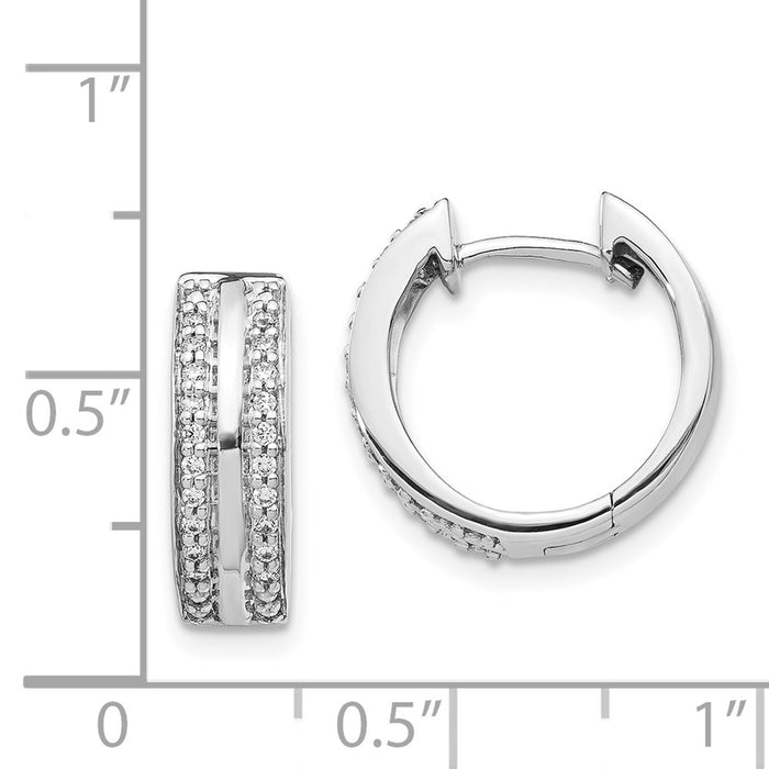 14k White Gold 2-row Diamond Hinged Hoop Earrings