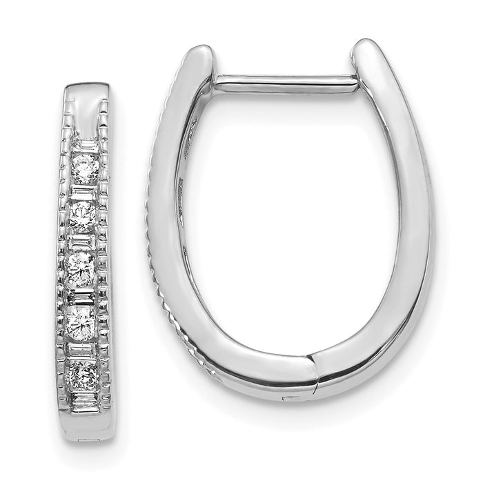 14k Diamond Oval Hinged Hoop Earrings