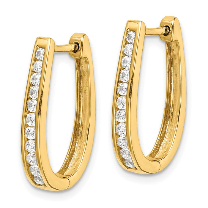 14k Diamond Oval Hinged Hoop Earrings