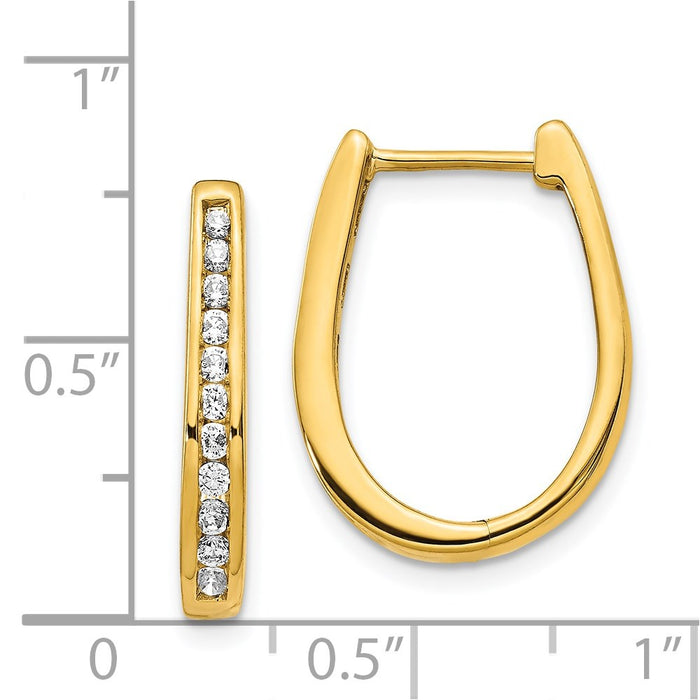 14k Diamond Oval Hinged Hoop Earrings