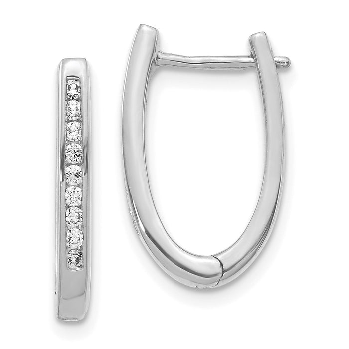 14k Diamond Oval Hinged Hoop Earrings