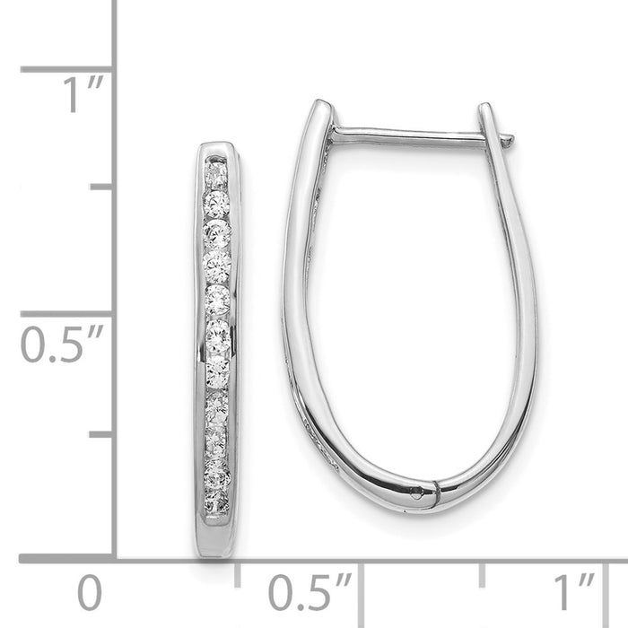 14k Diamond Oval Hinged Hoop Earrings