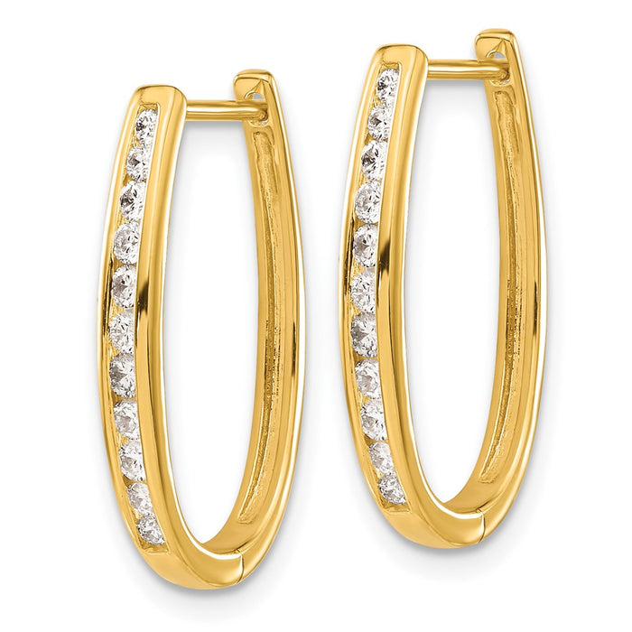 14k Diamond Oval Hinged Hoop Earrings