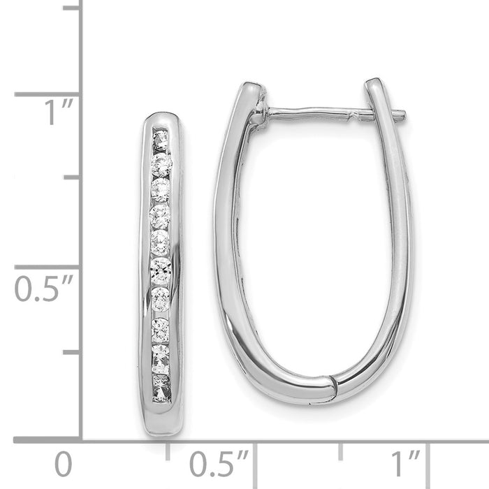 14k Diamond Oval Hinged Hoop Earrings