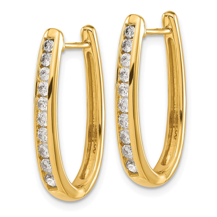 14k Diamond Oval Hinged Hoop Earrings