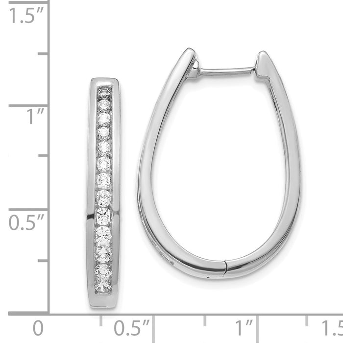 14k Diamond Oval Hinged Hoop Earrings