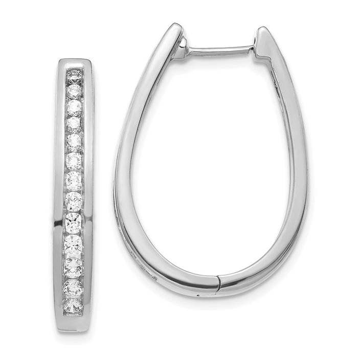 14k Diamond Oval Hinged Hoop Earrings