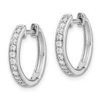 Thumbnail for 14k White Gold Diamond Hinged Hoop Earrings