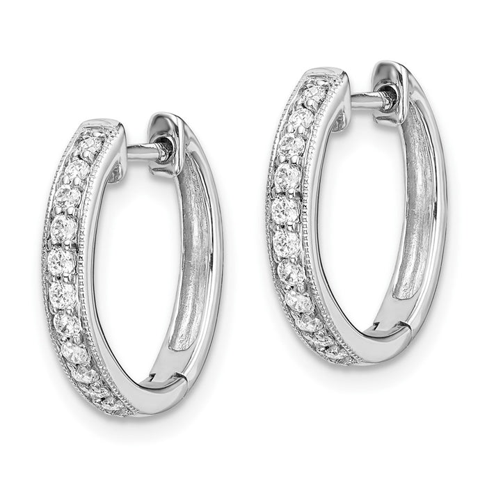 14k White Gold Diamond Hinged Hoop Earrings