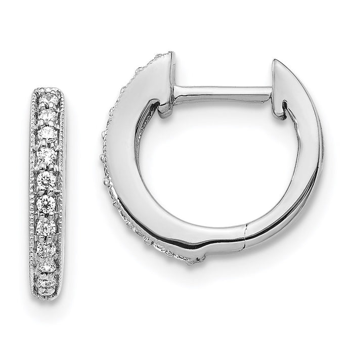 14k White Gold Diamond Hinged Hoop Earrings