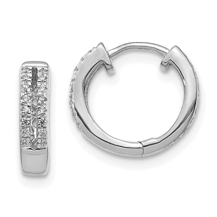 14k Diamond Hinged Round Hoop Earrings