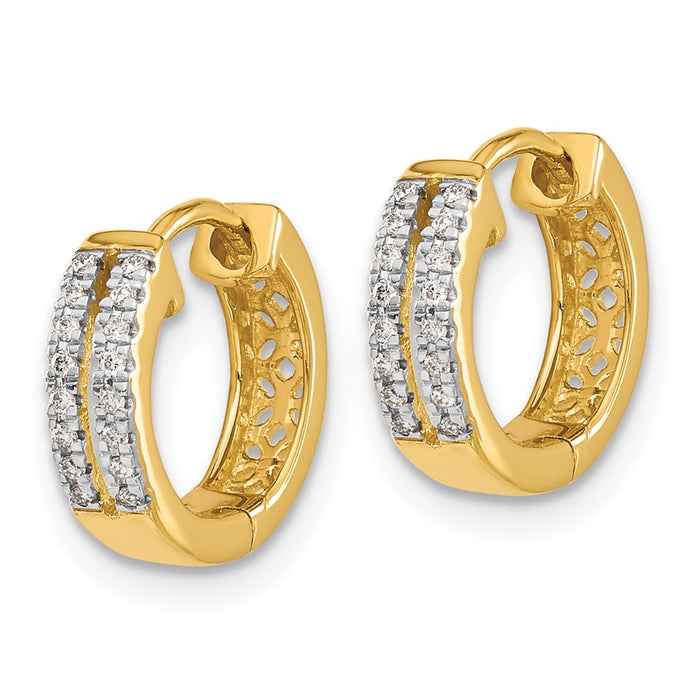 14k Diamond Hinged Round Hoop Earrings