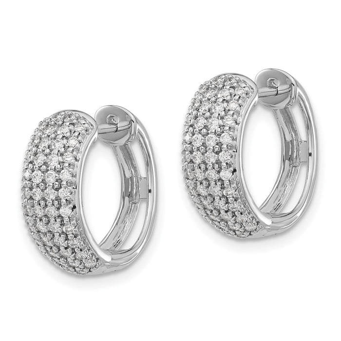 14k White Gold Diamond Hinged Hoop Earrings