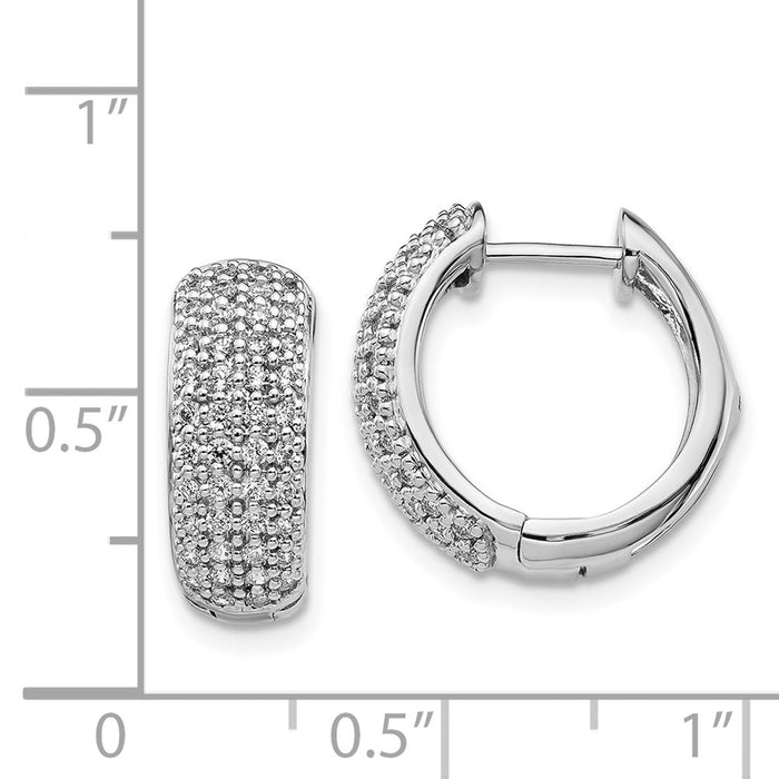 14k White Gold Diamond Hinged Hoop Earrings