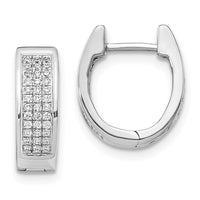 Thumbnail for 14k White Gold Diamond Small Hinged Oval Hoop Earrings