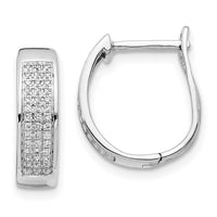 Thumbnail for 14k White Gold Diamond Hinged Oval Hoop Earrings