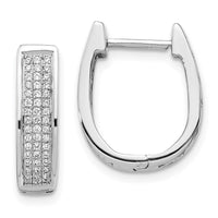 Thumbnail for 14k White Gold Diamond Medium Hinged Oval Hoop Earrings