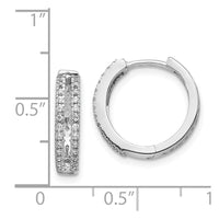 Thumbnail for 14k White Gold Diamond Hinged Round Hoop Earrings