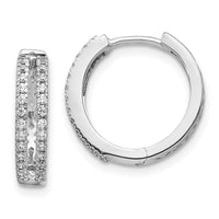 Thumbnail for 14k White Gold Diamond Hinged Round Hoop Earrings