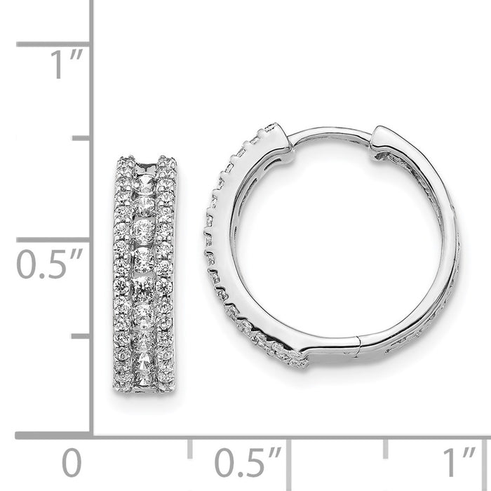 14k White Gold Diamond Hinged Hoop Earrings