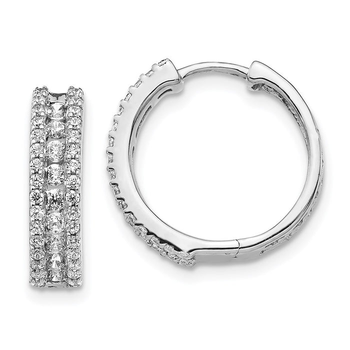 14k White Gold Diamond Hinged Hoop Earrings