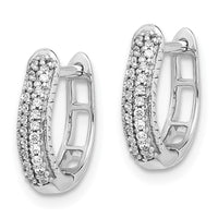 Thumbnail for 14k White Gold Polished Diamond Hinged Hoop Earrings