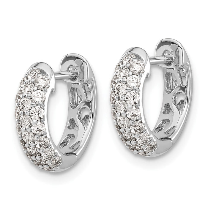 14k White Gold Diamond Hinged Hoop Earrings