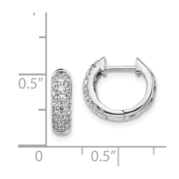 14k White Gold Diamond Hinged Hoop Earrings