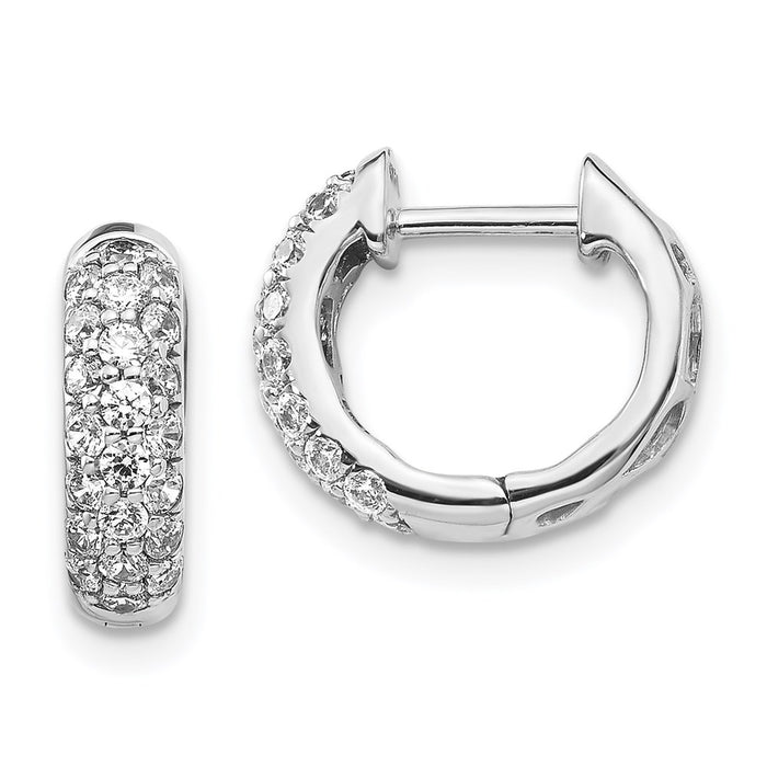 14k White Gold Diamond Hinged Hoop Earrings