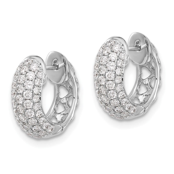 14k White Gold Diamond Hinged Hoop Earrings