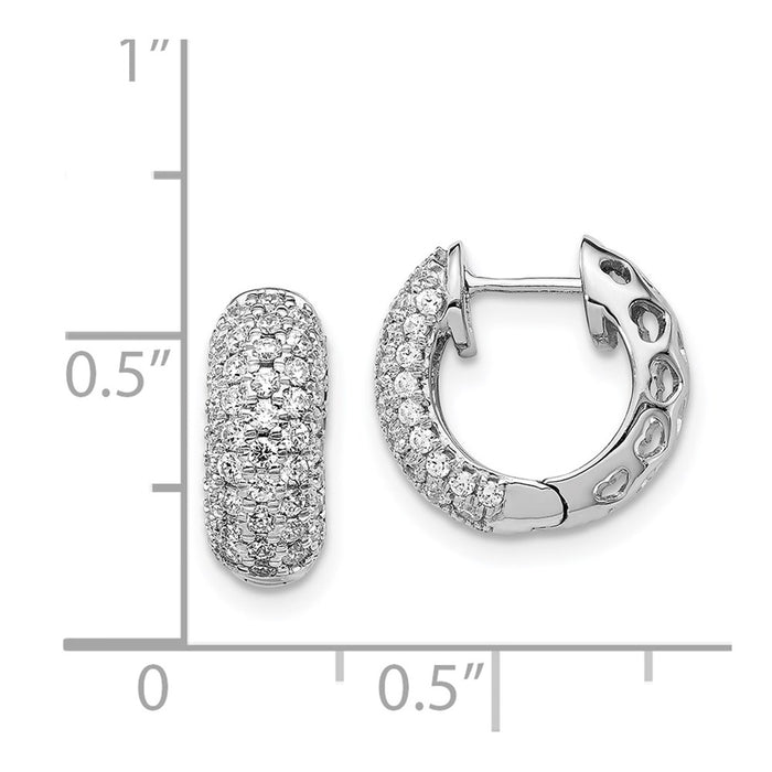 14k White Gold Diamond Hinged Hoop Earrings