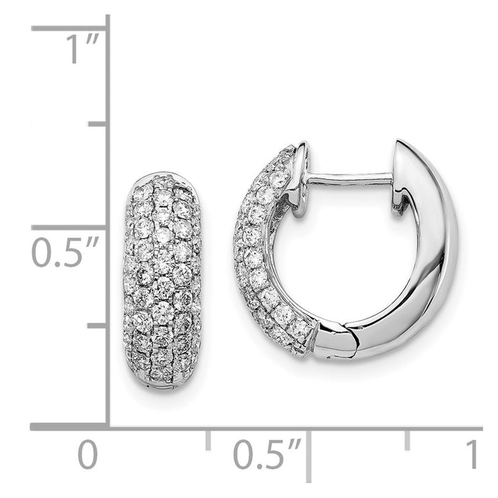 14k White Gold Diamond Hinged Hoop Earrings