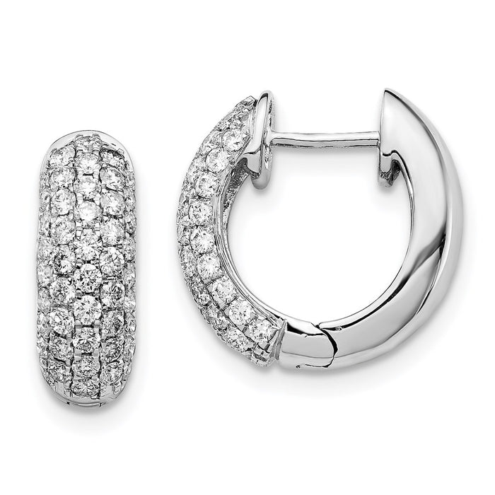 14k White Gold Diamond Hinged Hoop Earrings