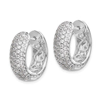 Thumbnail for 14k White Gold Diamond Hinged Hoop Earrings