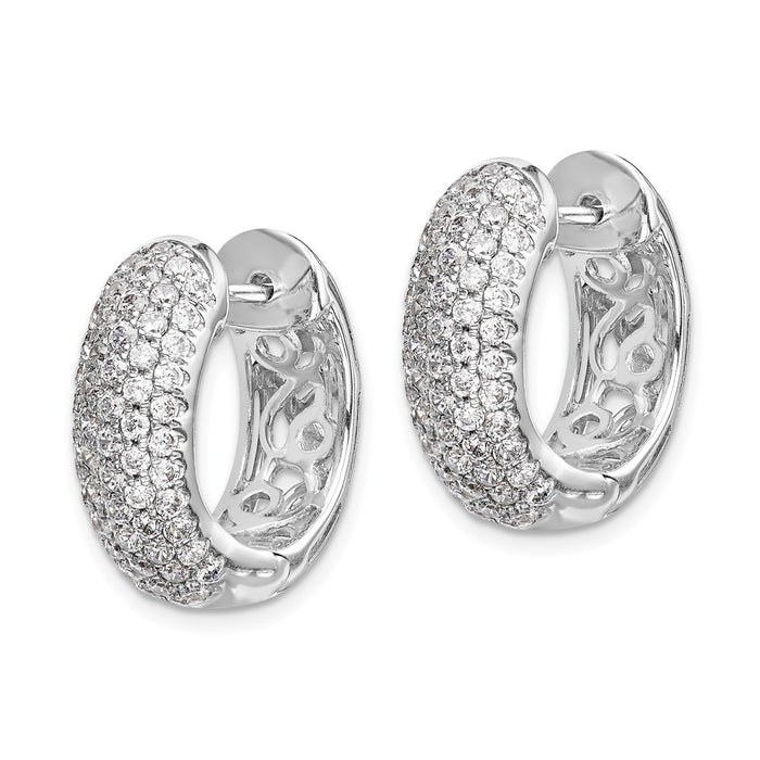 14k White Gold Diamond Hinged Hoop Earrings