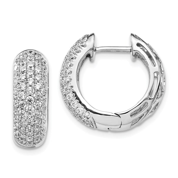 14k White Gold Diamond Hinged Hoop Earrings