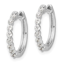 Thumbnail for 14k White Gold Diamond Hinged Hoop Earrings